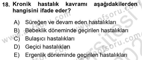 Fiziksel Rehabilitasyon Dersi 2021 - 2022 Yılı Yaz Okulu Sınav Soruları 18. Soru