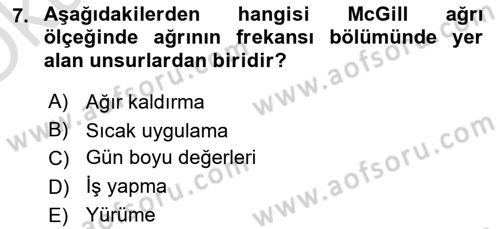 Fiziksel Rehabilitasyon Dersi 2021 - 2022 Yılı Yaz Okulu Sınav Soruları 7. Soru