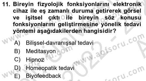 Fiziksel Rehabilitasyon Dersi 2022 - 2023 Yılı (Vize) Ara Sınav Soruları 11. Soru