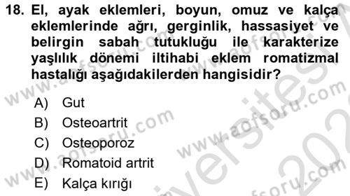 Fiziksel Rehabilitasyon Dersi 2022 - 2023 Yılı (Vize) Ara Sınav Soruları 18. Soru