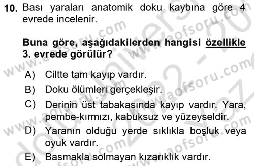 Fiziksel Rehabilitasyon Dersi 2022 - 2023 Yılı Yaz Okulu Sınav Soruları 10. Soru