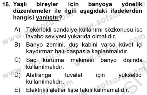 Fiziksel Rehabilitasyon Dersi 2022 - 2023 Yılı Yaz Okulu Sınav Soruları 16. Soru