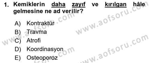 Fiziksel Rehabilitasyon Dersi Ara Sınavı Deneme Sınav Soruları 1. Soru