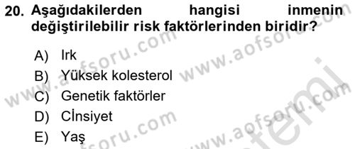 Fiziksel Rehabilitasyon Dersi Ara Sınavı Deneme Sınav Soruları 20. Soru