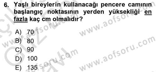 Fiziksel Rehabilitasyon Dersi Ara Sınavı Deneme Sınav Soruları 6. Soru