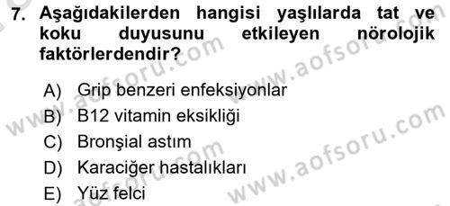 Fiziksel Rehabilitasyon Dersi Ara Sınavı Deneme Sınav Soruları 7. Soru