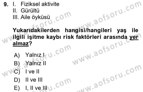Fiziksel Rehabilitasyon Dersi Ara Sınavı Deneme Sınav Soruları 9. Soru