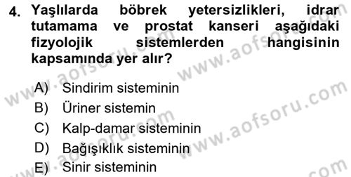 Fiziksel Rehabilitasyon Dersi 2023 - 2024 Yılı (Final) Dönem Sonu Sınavı 4. Soru