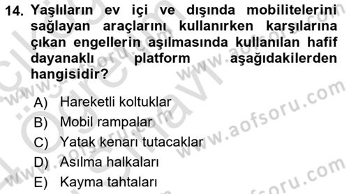 Fiziksel Rehabilitasyon Dersi 2023 - 2024 Yılı Yaz Okulu Sınav Soruları 14. Soru