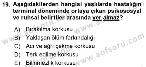 Fiziksel Rehabilitasyon Dersi 2023 - 2024 Yılı Yaz Okulu Sınav Soruları 19. Soru
