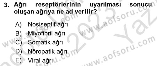 Fiziksel Rehabilitasyon Dersi 2023 - 2024 Yılı Yaz Okulu Sınav Soruları 3. Soru