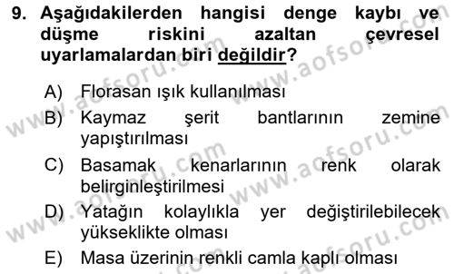 Fiziksel Rehabilitasyon Dersi 2023 - 2024 Yılı Yaz Okulu Sınav Soruları 9. Soru