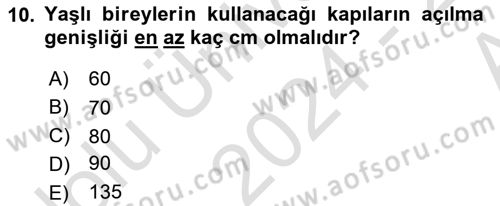 Fiziksel Rehabilitasyon Dersi 2024 - 2025 Yılı (Vize) Ara Sınav Soruları 10. Soru