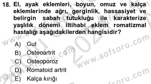 Fiziksel Rehabilitasyon Dersi Ara Sınavı Deneme Sınav Soruları 18. Soru