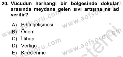 Fiziksel Rehabilitasyon Dersi 2024 - 2025 Yılı (Vize) Ara Sınav Soruları 20. Soru