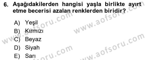 Fiziksel Rehabilitasyon Dersi Ara Sınavı Deneme Sınav Soruları 6. Soru