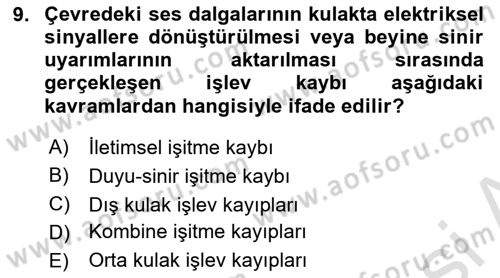 Fiziksel Rehabilitasyon Dersi 2024 - 2025 Yılı (Vize) Ara Sınav Soruları 9. Soru