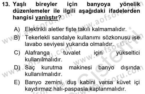 Fiziksel Rehabilitasyon Dersi 2024 - 2025 Yılı (Final) Dönem Sonu Sınav Soruları 13. Soru