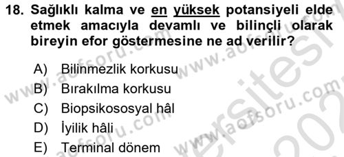 Fiziksel Rehabilitasyon Dersi 2024 - 2025 Yılı (Final) Dönem Sonu Sınav Soruları 18. Soru