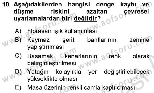 Fiziksel Rehabilitasyon Dersi 2024 - 2025 Yılı Yaz Okulu Sınav Soruları 10. Soru