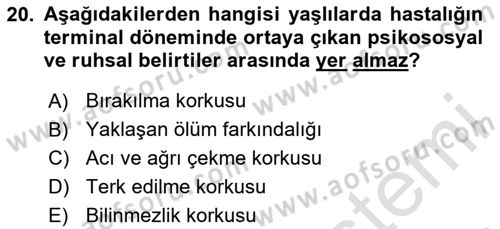 Fiziksel Rehabilitasyon Dersi 2024 - 2025 Yılı Yaz Okulu Sınav Soruları 20. Soru
