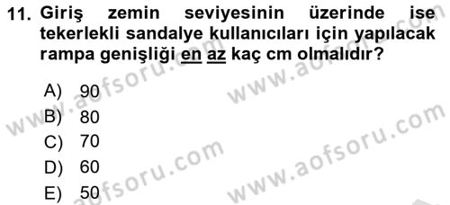 Fiziksel Rehabilitasyon Dersi 2025 - 2026 Yılı (Vize) Ara Sınav Soruları 11. Soru