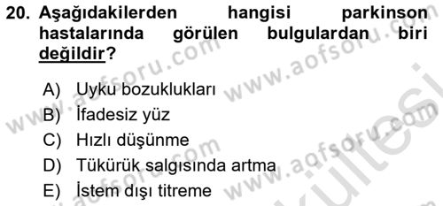 Fiziksel Rehabilitasyon Dersi 2025 - 2026 Yılı (Vize) Ara Sınav Soruları 20. Soru