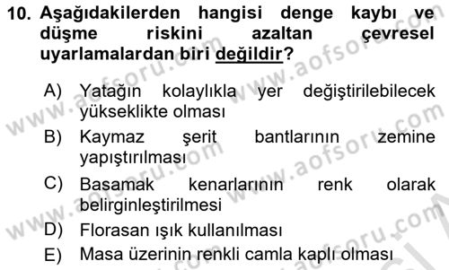 Fiziksel Rehabilitasyon Dersi 2025 - 2026 Yılı (Final) Dönem Sonu Sınav Soruları 10. Soru