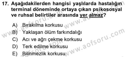 Fiziksel Rehabilitasyon Dersi 2025 - 2026 Yılı (Final) Dönem Sonu Sınav Soruları 17. Soru