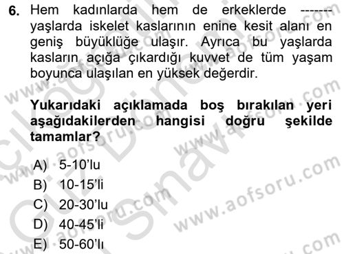 Fiziksel Rehabilitasyon Dersi 2025 - 2026 Yılı (Final) Dönem Sonu Sınav Soruları 6. Soru