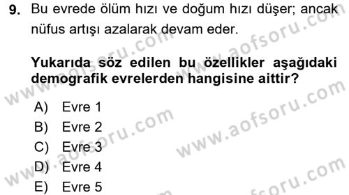 Temel Gerontoloji Dersi 2016 - 2017 Yılı (Vize) Ara Sınav Soruları 9. Soru