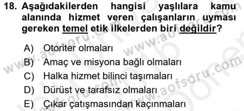 Temel Gerontoloji Dersi 2016 - 2017 Yılı (Final) Dönem Sonu Sınav Soruları 18. Soru