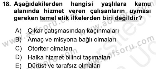 Temel Gerontoloji Dersi 2017 - 2018 Yılı 3 Ders Sınav Soruları 18. Soru