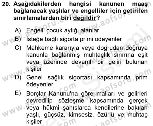 Temel Gerontoloji Dersi 2017 - 2018 Yılı 3 Ders Sınav Soruları 20. Soru