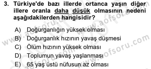 Temel Gerontoloji Dersi 2017 - 2018 Yılı 3 Ders Sınav Soruları 3. Soru