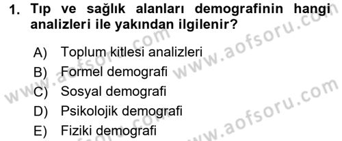 Temel Gerontoloji Dersi 2017 - 2018 Yılı (Final) Dönem Sonu Sınavı 1. Soru