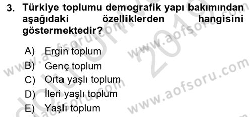 Temel Gerontoloji Dersi 2018 - 2019 Yılı 3 Ders Sınavı 3. Soru