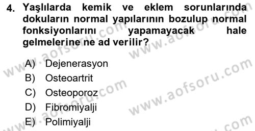 Temel Gerontoloji Dersi 2018 - 2019 Yılı 3 Ders Sınavı 4. Soru