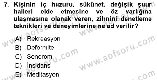 Temel Gerontoloji Dersi 2018 - 2019 Yılı 3 Ders Sınavı 7. Soru