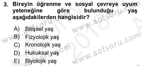 Temel Gerontoloji Dersi 2018 - 2019 Yılı (Vize) Ara Sınav Soruları 3. Soru