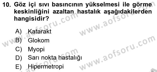 Temel Gerontoloji Dersi 2018 - 2019 Yılı Yaz Okulu Sınav Soruları 10. Soru