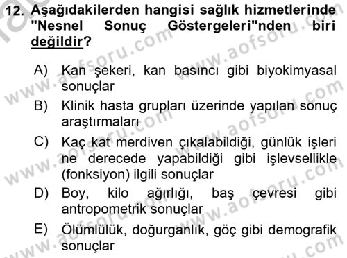 Temel Gerontoloji Dersi 2018 - 2019 Yılı Yaz Okulu Sınav Soruları 12. Soru
