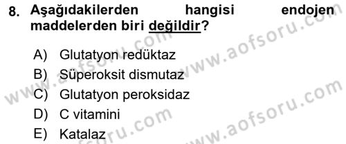 Temel Gerontoloji Dersi 2018 - 2019 Yılı Yaz Okulu Sınav Soruları 8. Soru