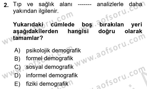 Temel Gerontoloji Dersi 2019 - 2020 Yılı (Vize) Ara Sınav Soruları 2. Soru