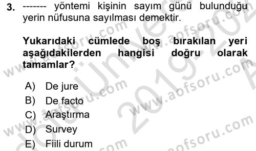 Temel Gerontoloji Dersi 2019 - 2020 Yılı (Vize) Ara Sınav Soruları 3. Soru