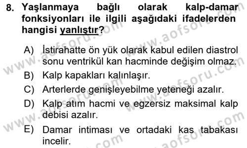 Temel Gerontoloji Dersi 2019 - 2020 Yılı (Vize) Ara Sınav Soruları 8. Soru