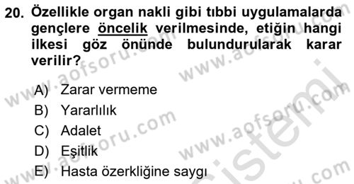 Temel Gerontoloji Dersi 2019 - 2020 Yılı (Final) Dönem Sonu Sınav Soruları 20. Soru