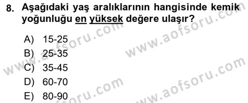 Temel Gerontoloji Dersi 2019 - 2020 Yılı (Final) Dönem Sonu Sınav Soruları 8. Soru