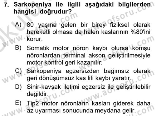 Temel Gerontoloji Dersi 2020 - 2021 Yılı Yaz Okulu Sınav Soruları 7. Soru