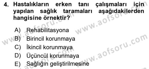 Temel Gerontoloji Dersi 2021 - 2022 Yılı (Vize) Ara Sınavı 4. Soru